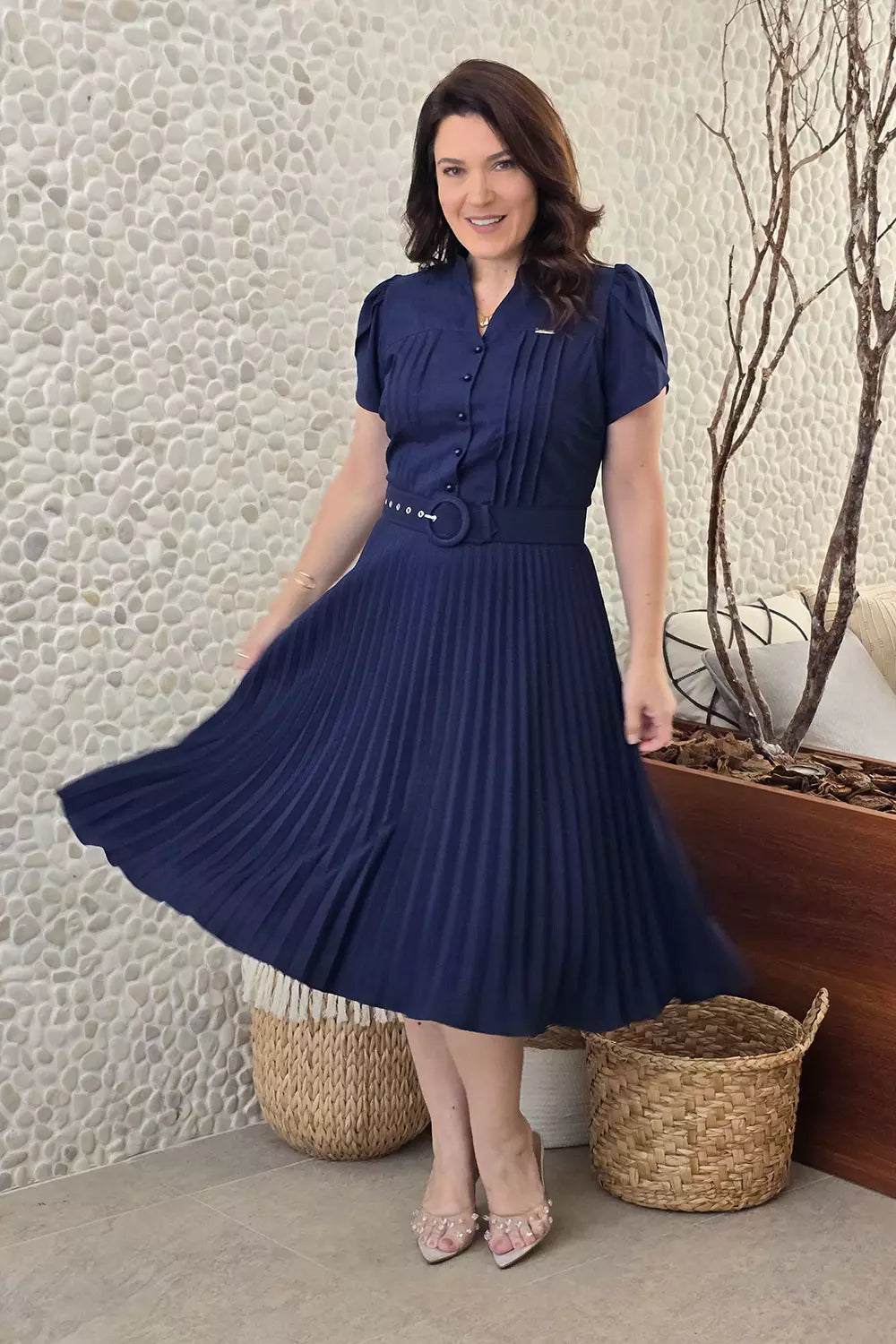 Vestido Midi Plissado